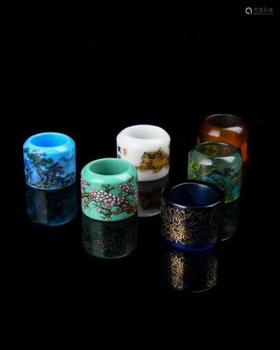 A Collection of Pekin Glass Rings