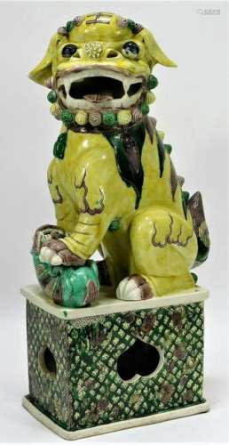 Antique Chinese Sansai Glaze Foo Dog Statue 17