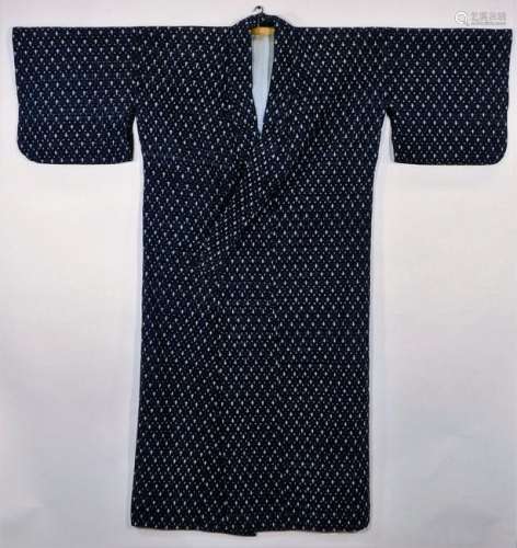 Japanese Deep Blue Komon Kimono