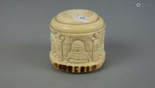 FREIMAURER SPARDOSE / masonic money box, 19. Jh., Elfenbein und Holz , Frankreich, datiert 
