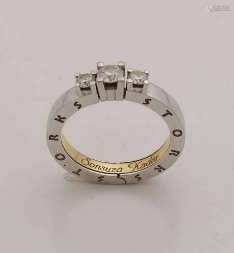 Special gold ring, 750/000, with diamonds. White gold