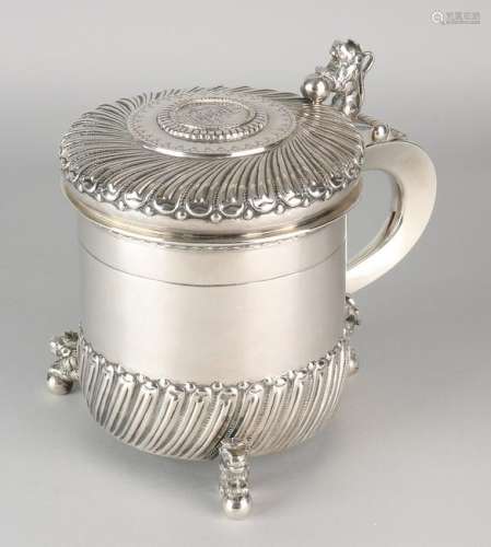 Nice large silver tankard, 830/000. so-called Humpen,