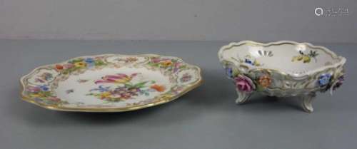 KONVOLUT PORZELLAN: TELLER UND SCHALE / porcelain plate and bowl, 20. Jh., Porzellan. 1) Schale,