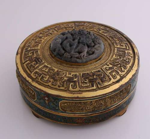 Special, large gilt old / antique Chinese cloisonne box