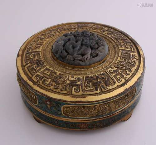 Special, large gilt old / antique Chinese cloisonne box