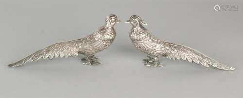 Two silver table pheasants, 915/000, Spanish, a few.