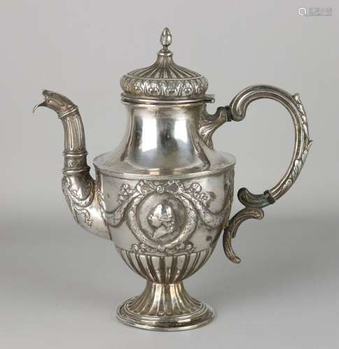 Silver can, BWG, Louis XVI-style, high coffee decorated
