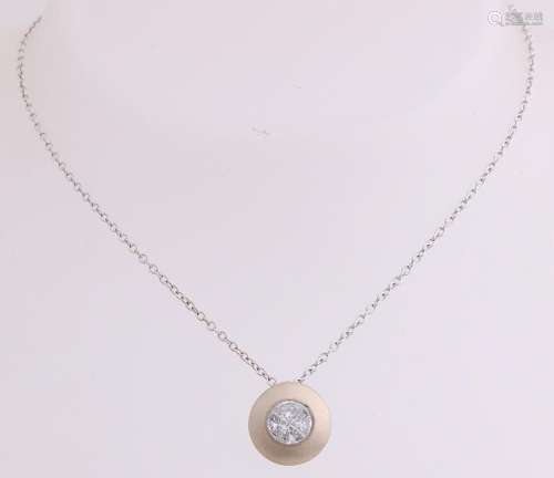 White gold necklace and pendant, 750/000, with diamond.