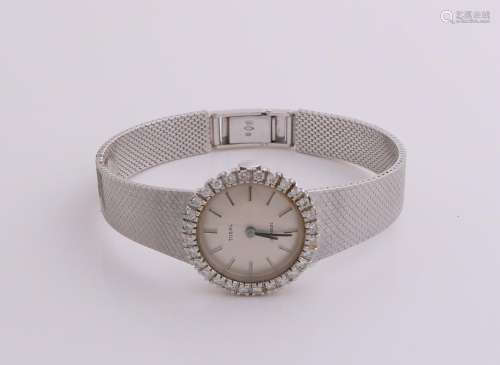 Stunning white gold watch, 585/000, with diamonds.