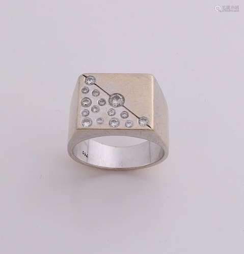 White gold men's ring, 750/000, with diamond. Heavy