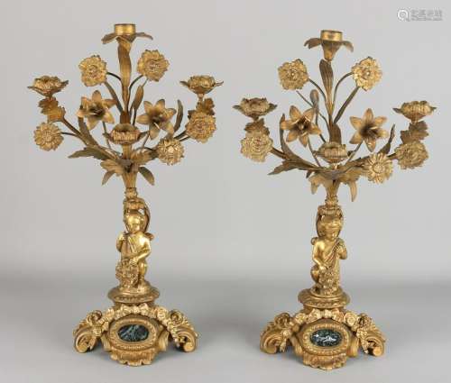Two 19th century gilt bronze candle candlesticks with
