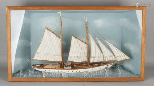 50-Years diorama. Ship model wooden clipper. Size: 40 x