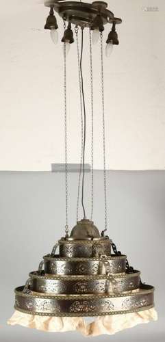 Large separate lamp Amsterdam School. Messing sawn out,