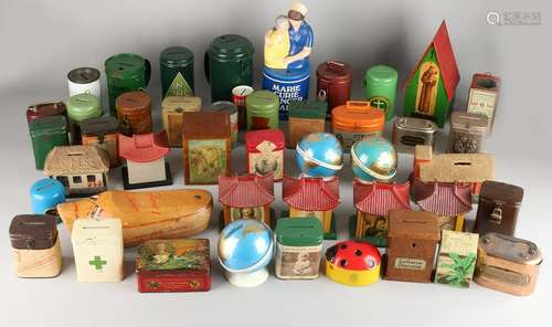 Large lot old / antique (collection) Savings boxes /