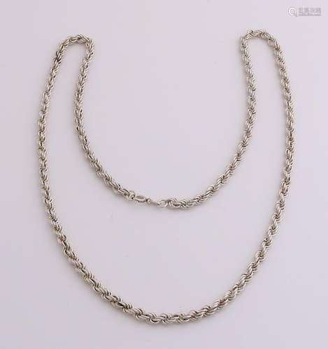 Silver cord necklace, 925/000, provided with spring