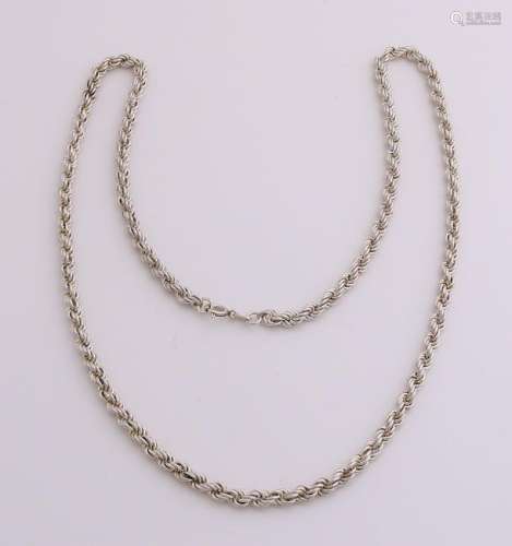 Silver cord necklace, 925/000, provided with spring