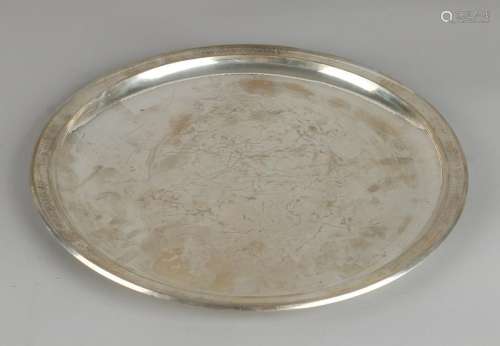 Silver serving dish, 835/000, round tray with a raised