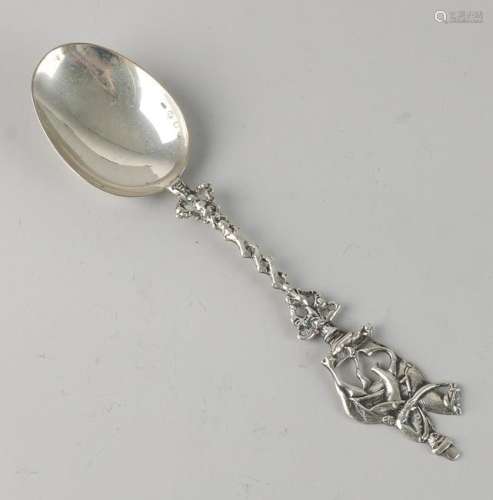 Silver souvenir spoon, 835/000, partly with twisted