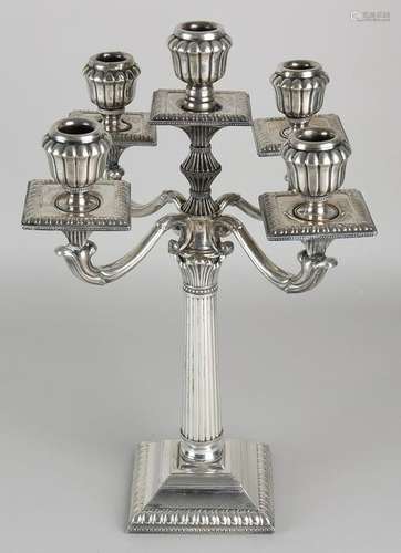 Silver candlestick, 925/000, 5 light. Candlestick on