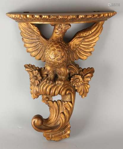 Carved gilt wood wall console bird. 20th century. Size: