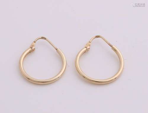 Yellow gold hoops, 585/000, round tube, ø 1.5 mm, with