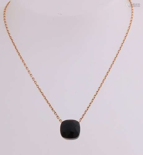 Rose gold necklace and pendant, 585/000, with smoky