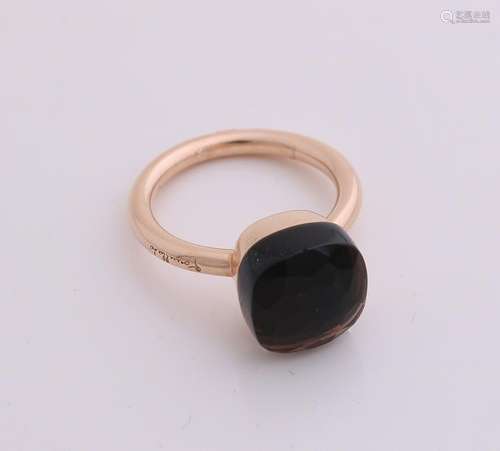 Rose gold ring, 585/000, with smoke quartz. Bolle ring