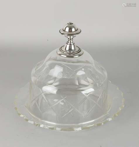 Crystals bell jar with grinding work and a bottom dish