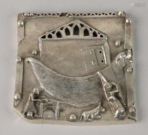 Silver plaque, 925/000, Fidia gallery Verona, with a