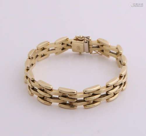 Yellow gold bracelet, 585/000. Bracelet with pins