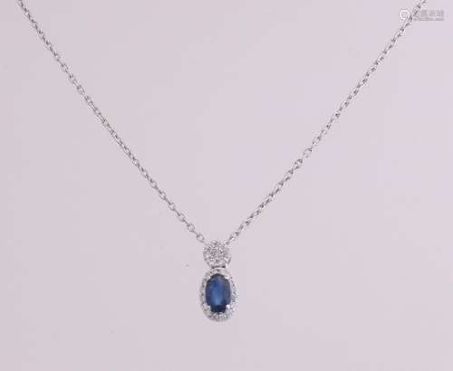 White gold necklace with pendant, 750/000, with diamond