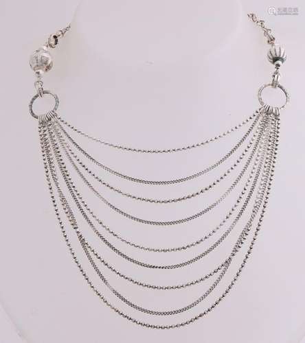 Silver necklace, 925/000, anchor necklace with two