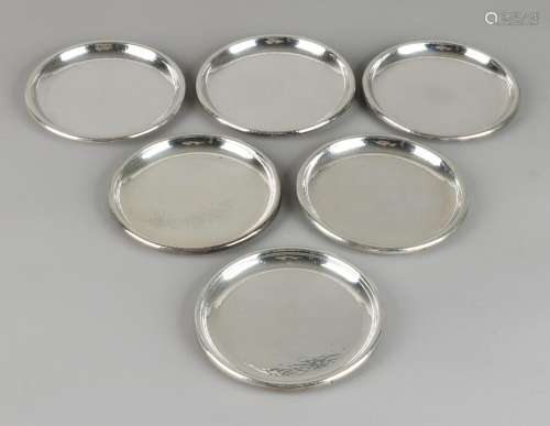 Set of six silver coasters, 835/000, with an unbeaten