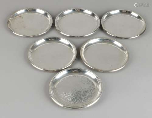 Set of six silver coasters, 835/000, with an unbeaten