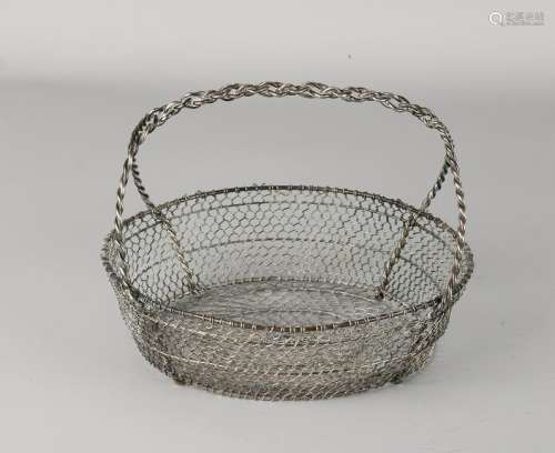 Silver rod basket, 835/000, oval model made out of