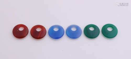 Three pairs of hoop pendants, round model, ø 15 mm, in