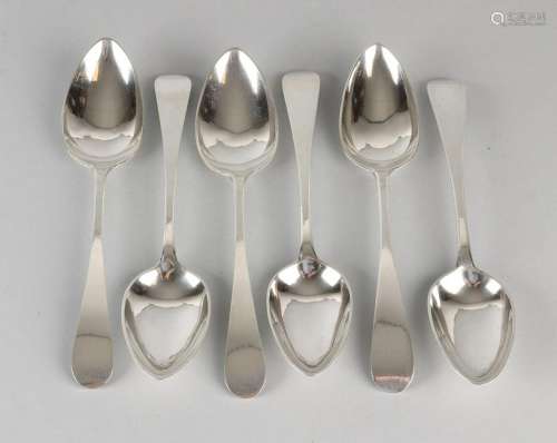 Six Frisian 835/000 silver spoons particularly smooth
