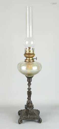 Antique table lamp with petroleum composition metal