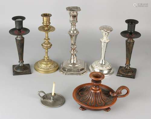 Seven different antique candle chandeliers. 19th - 20th