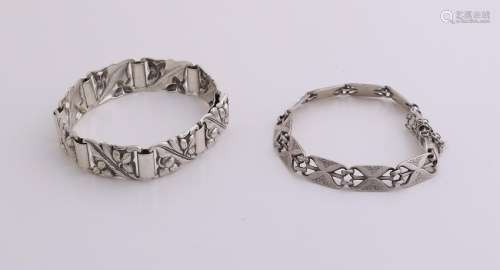 Two silver bracelets 800/000 made of rectangular links