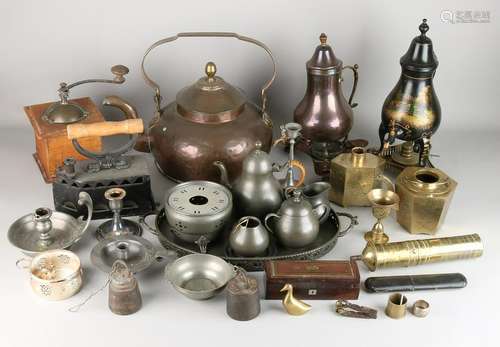 Lot old / antique tin and copper. 19th - 20th Century.