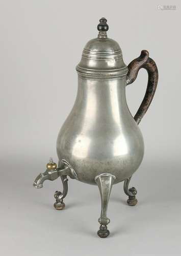 18th Century pewter urn without chafing. Tap