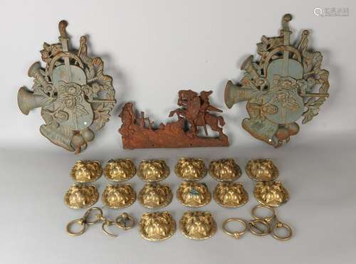 Lot old copper / metal. Include: 10x lion head door