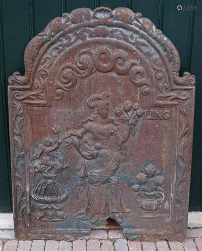 Rare 17th century Renaissance cast iron fireplace plate