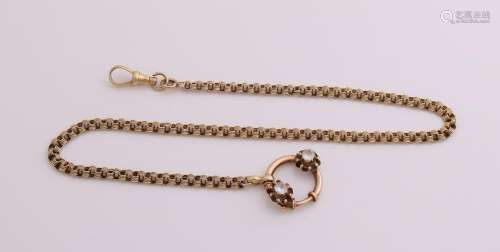 Old yellow gold watch chain, 585/000, with clasp