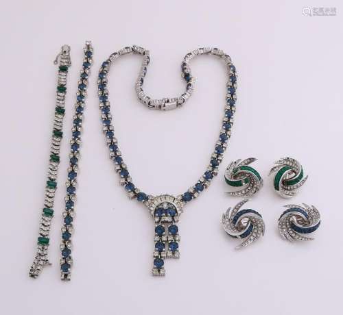 Lot schmuck jewelry a choker with blue stones (with
