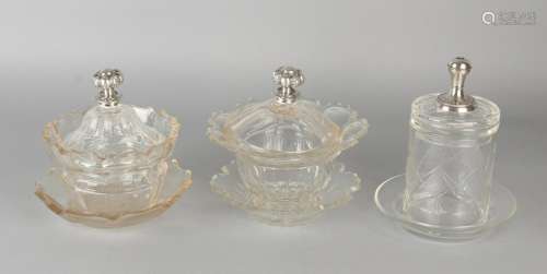 Three crystal marmalade jars, various models, including