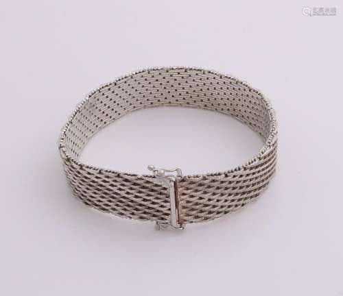 Wide silver bracelet, 800/000, pantera model, mat /