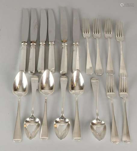 Six silver place settings, 833/000, with a table fork,