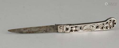 Antique pocket knife handle with silver, 833/000, cut
